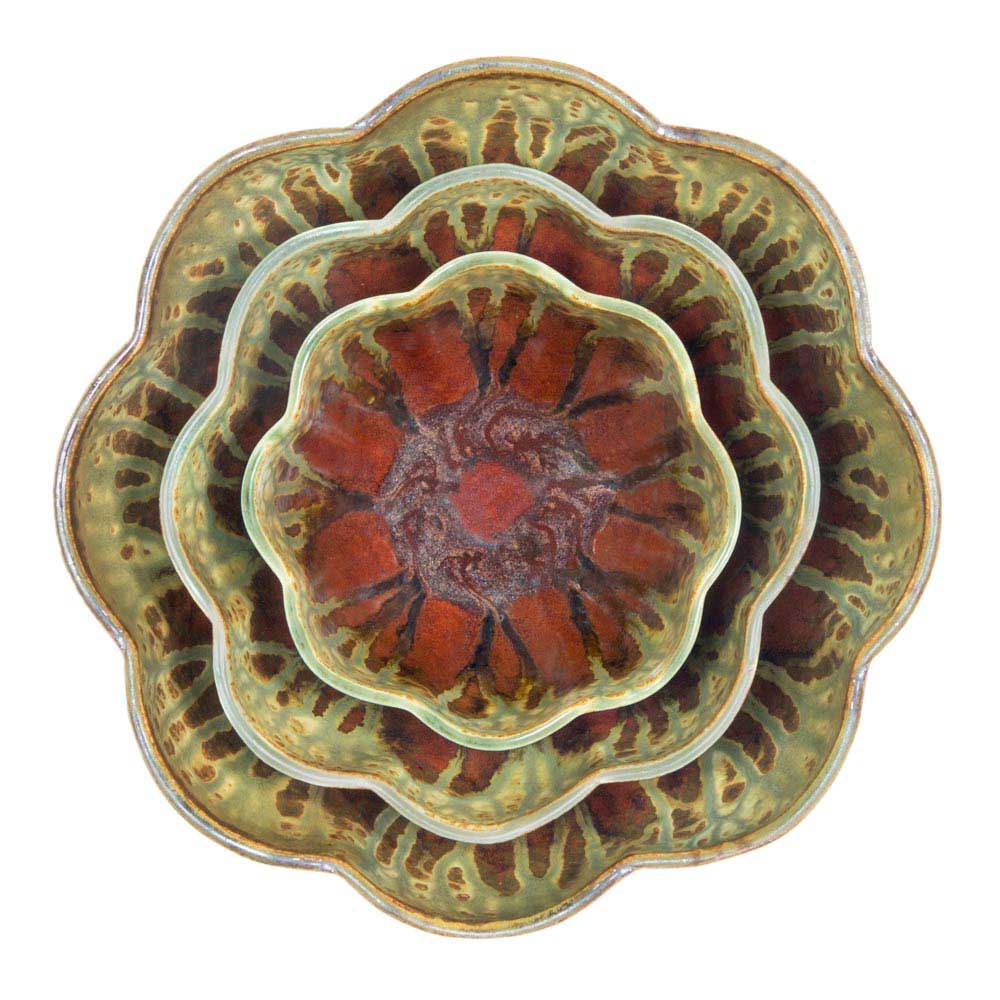 Ceramic Set of 3 Flower Shaped Nesting Bowls