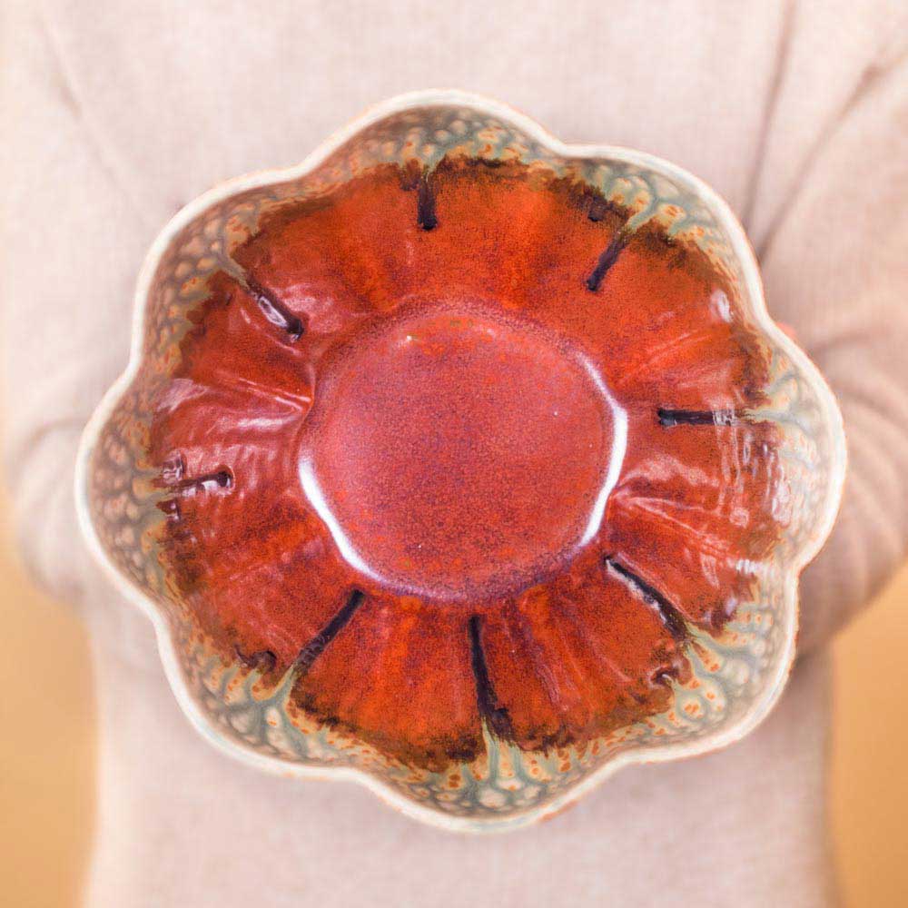 Large 1 gal. Flower Shaped Ceramic Bowl