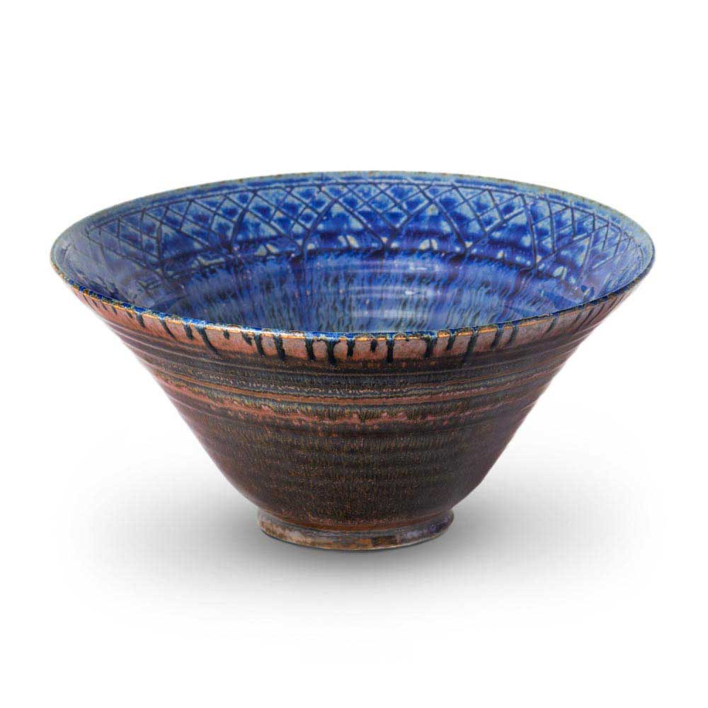 Medium Hand Carved Ceramic Lotus Bowl